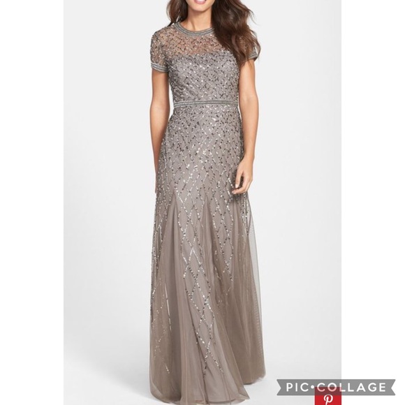 Adrianna Papell short sleeve embellished gown - Picture 2 of 12